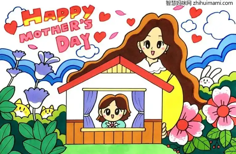 母亲节手绘画 - 智慧妈咪网