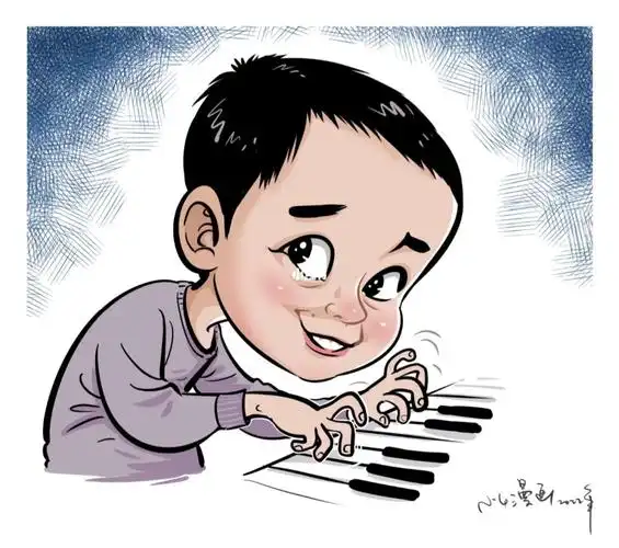 一个弹钢琴的小男孩