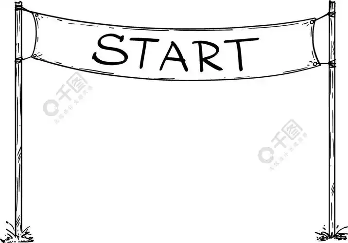 比赛起跑线标志或电路起跑线横幅的手绘矢量商业或职业概念矢量手绘