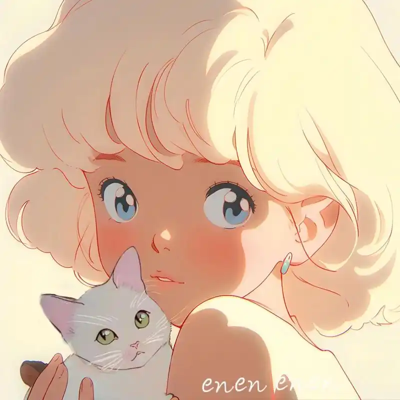 复古旧漫|抱猫的少女|女生头像           图片由mewxai生成