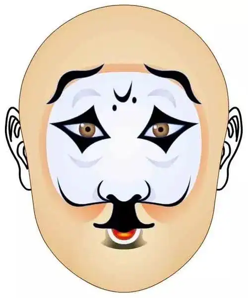 俗称小花脸而"丑",因其扮演戏剧角色戏曲中的脸谱,主要指净的面部绘画
