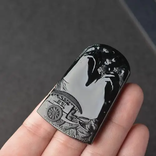 翡翠玉雕 风雪夜归人