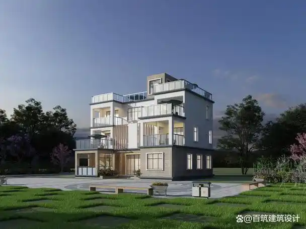 别墅整体外观采用经典现代风格配色,简约但不简单,沉稳中又不失去时尚