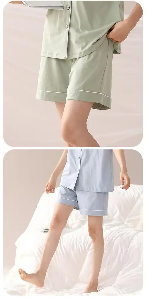 (5色可选)女士纯棉短裤夏季女睡裤透气宽松多颜色简约休闲家居裤 - 17