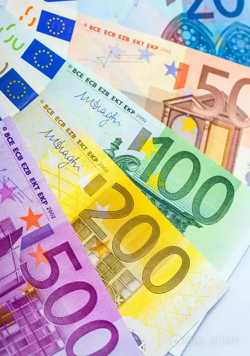 欧元纸币的特写