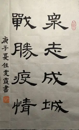 《众志成城抗击疫情》书法