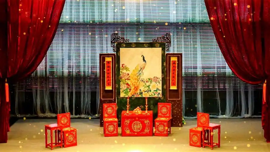 4k中国风戏曲小品舞台场景视频