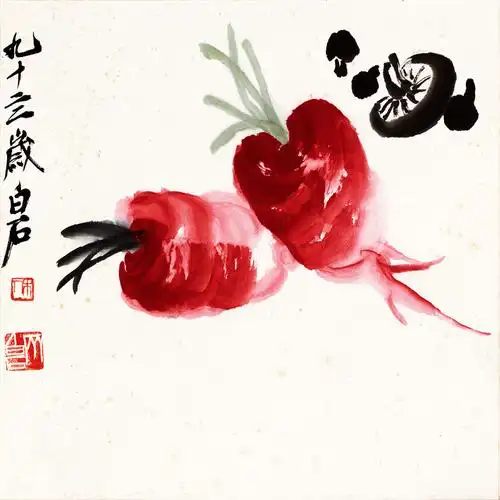 国画花鸟宣纸册页名人字画斗方高清齐白石