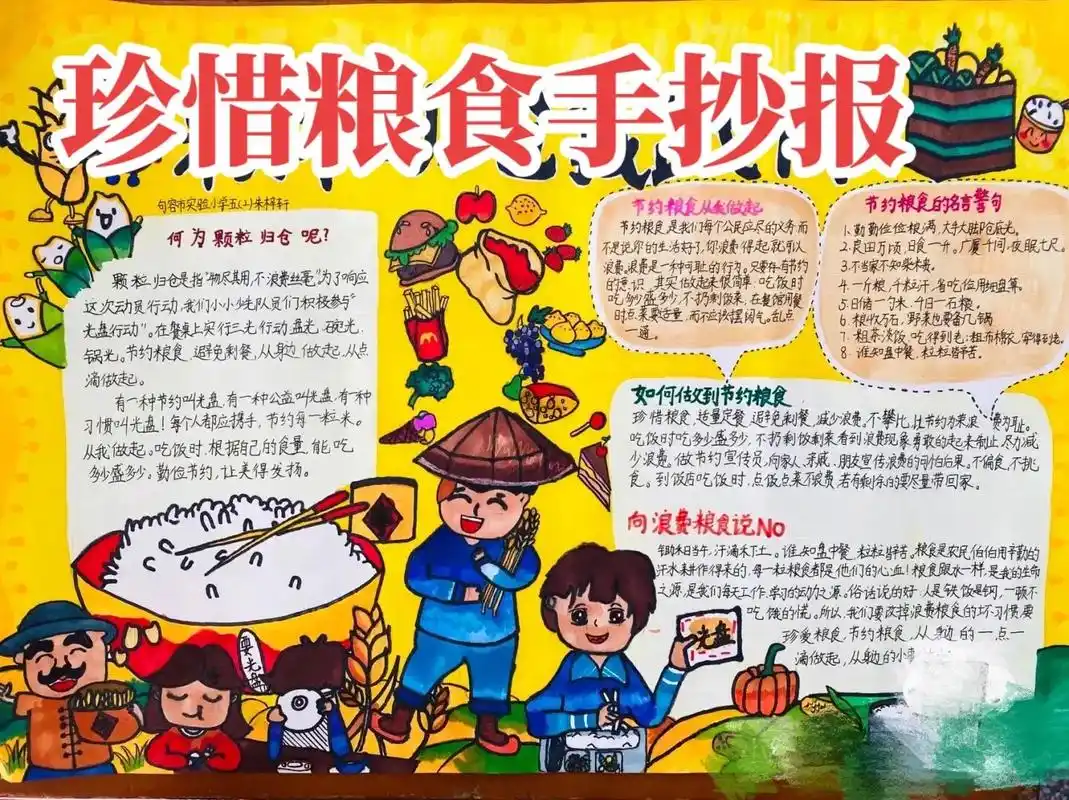 珍惜粮食手抄报#手抄报模板 #一起学画画 #节约粮食 #小学 - 抖音
