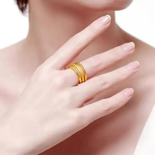 黄金戒指女999足金 三生三世素圈纯金指环 小巧精致款 情人节礼物