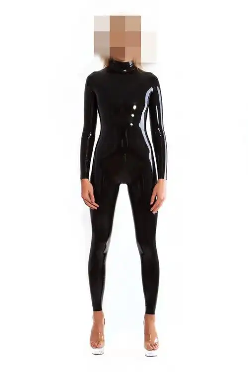 乳胶拉链进入紧身衣3d五指袜假伪娘塑身连体衣