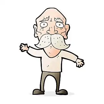 卡通,烦恼,老人