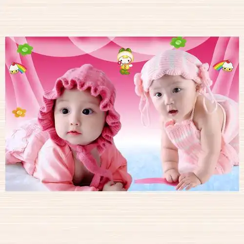 漂亮可爱宝宝海报娃娃胎教双胞胎龙凤男孩照片宝宝海报