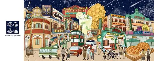 桐记牛腩王复古香港风美食和长图墙面插画|插画|商业插画|简爱手绘