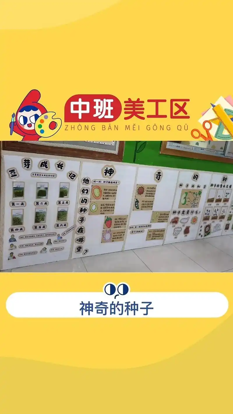 幼儿园 神奇的种子～#幼儿园主题墙  - 抖音