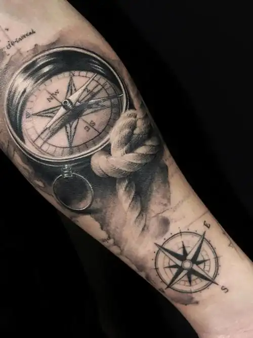 罗盘_纹身图案手稿图片_刘雅弟的纹身作品集