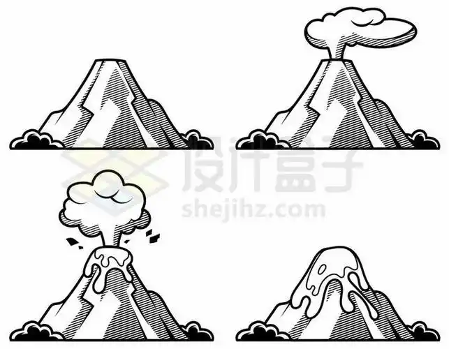 4款卡通火山爆发手绘涂鸦插画8579434矢量图片免抠素材免费下载