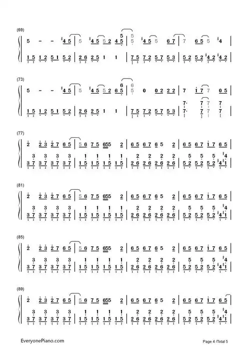 トリノコシティ初音ミク双手简谱预览4