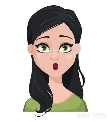 女性情感. 令人惊讶的卡通人物. 在白色背景上隔离的矢量插图.