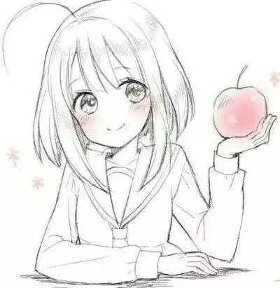 素描女侧面头像动漫人物图片简笔画