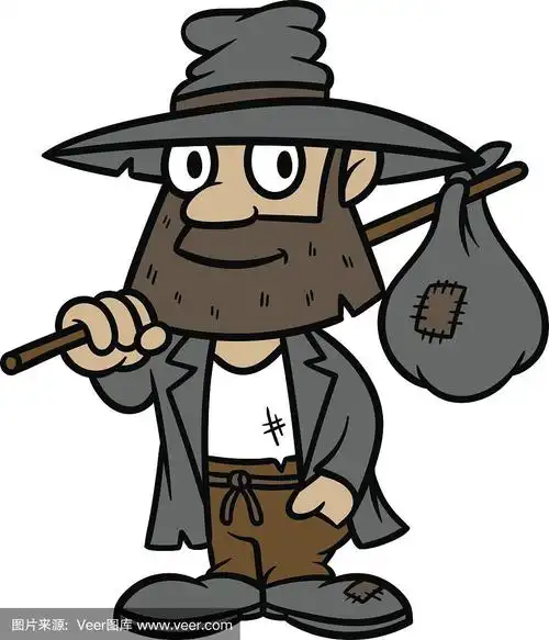 卡通流浪汉矢量插图