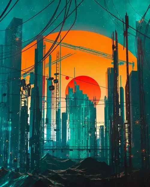 dangiuz赛博朋克风格插画作品