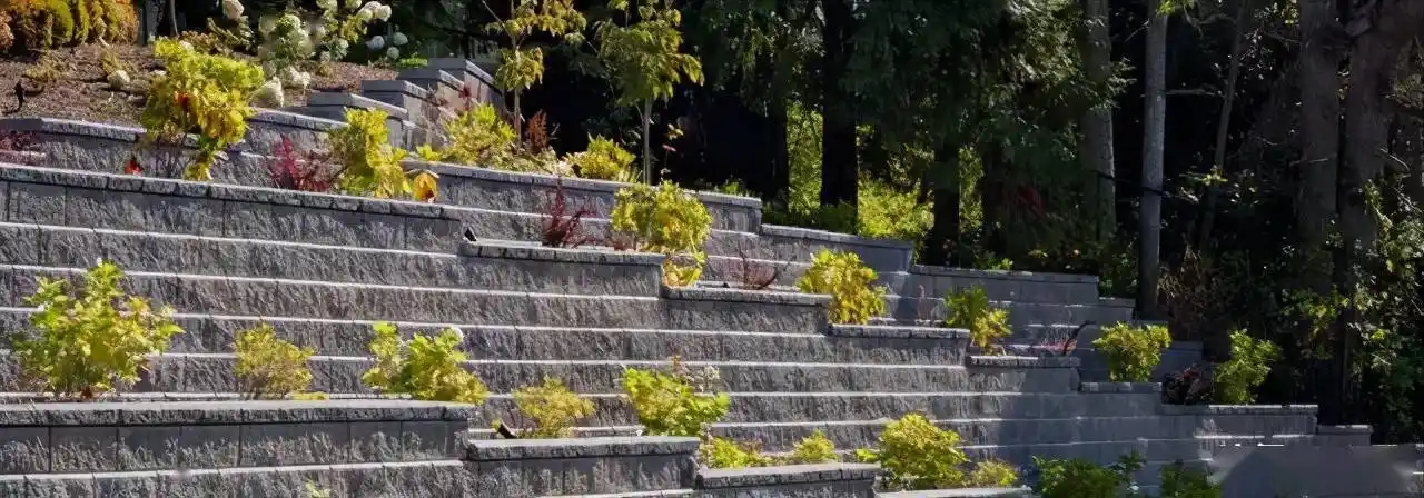 的运用相对减少,特别是在城市景观中,越来越多地出现挡墙的边坡景观