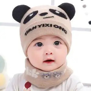 婴儿帽子冬天5-6-12个月男女孩秋季宝宝套头帽超萌保暖儿童毛线帽