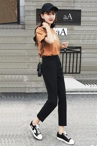 > 哈伦裤女韩版黑色