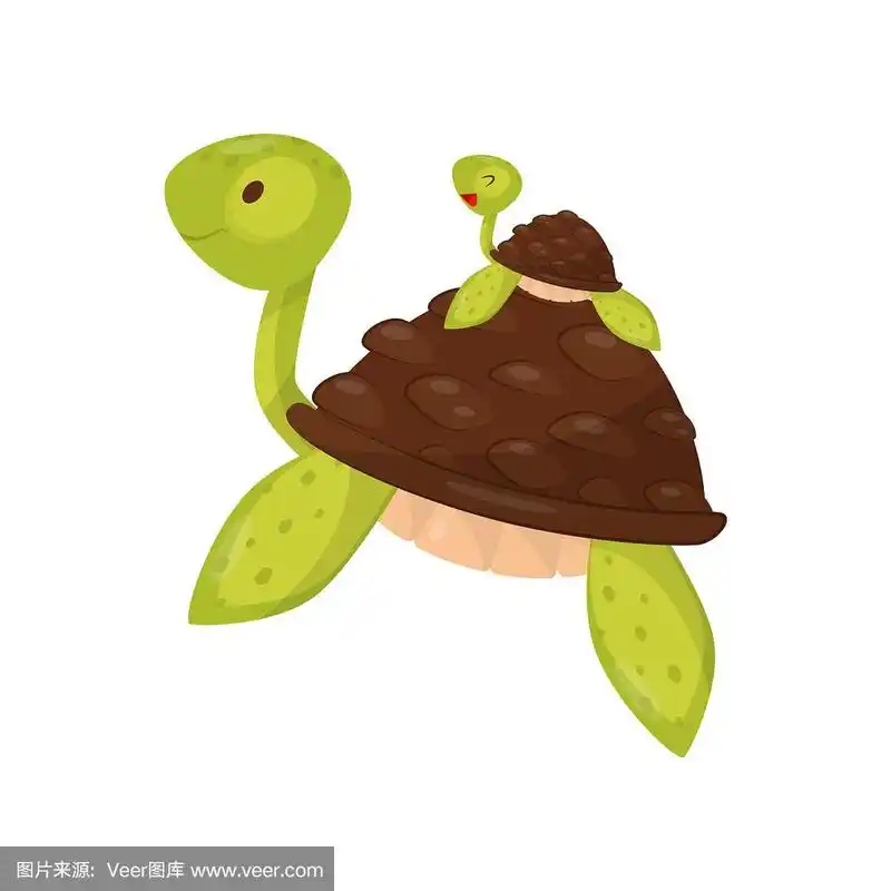 妈妈和小乌龟在水下游泳很可爱