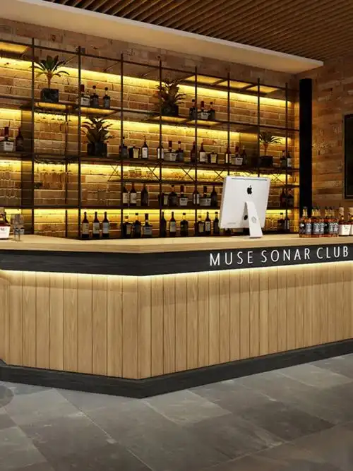 复古收银台l转角音乐酒吧餐厅吧台柜台奶茶饭店公司前台桌接待台