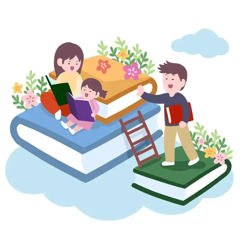 卡通读书看书学习家庭教育元素gif动态图读书[gif]