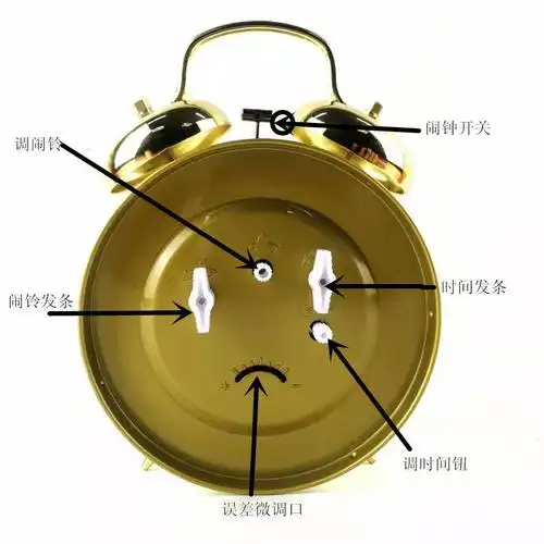 老式上发条机械闹钟吃吃米金属机芯复古学生儿童马蹄闹钟