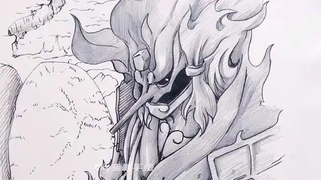 手绘火影须佐能乎绘画过程技巧