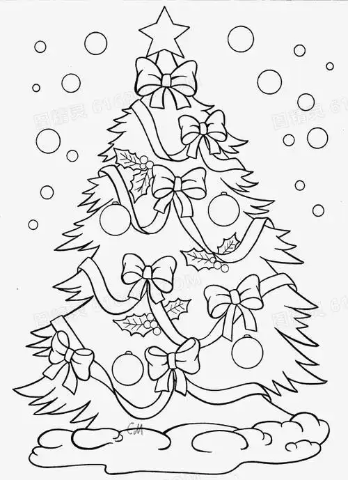 圣诞树装饰品的简笔画