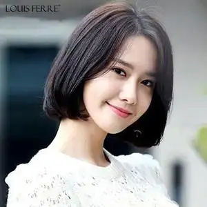 louis ferre偏分刘海锁骨发bobo头中分齐发直发递针假发套假头发