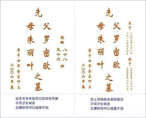 碑文正确写法格式范例墓碑图片