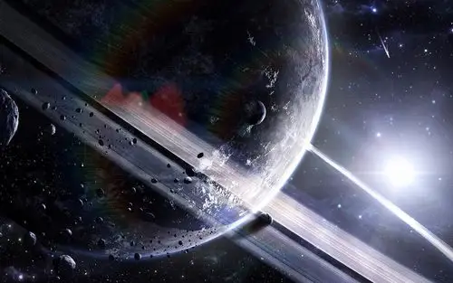 行星,环,流星,光,宇宙 壁纸 - 1920x1200