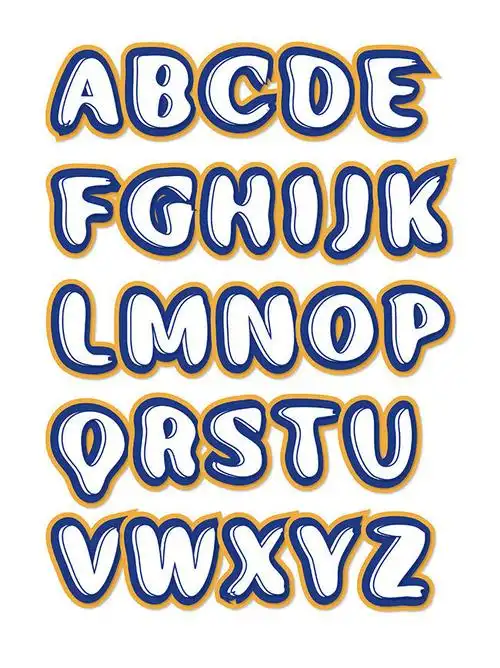 26个字母设计炫彩时尚酷字母艺术字矢量卡通清新夏天夏季插画素材夏季