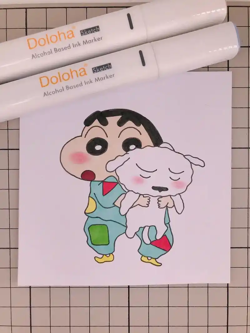 第241幅|超级可爱的蜡笔小新简笔画. 马克笔:多乐绘128 - 抖音