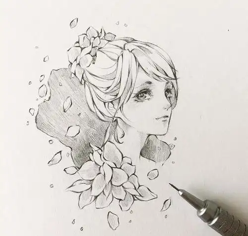 今日绘画推荐:一组自带仙气的线描美少女,有你喜欢的吗