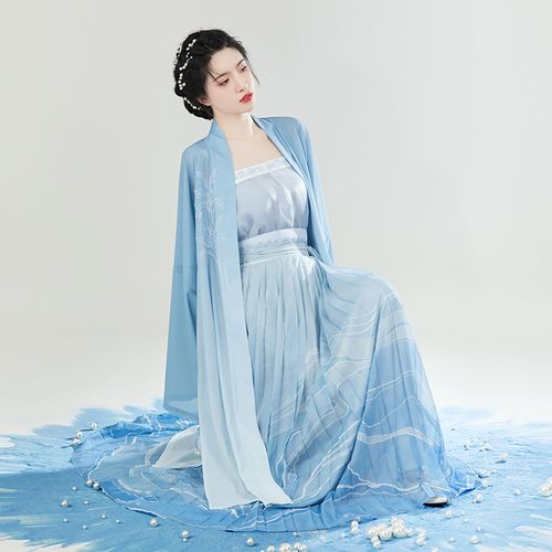 汉服女诃子裙原创唐制齐胸一片式襦裙刺绣大袖衫中国风春夏非古装