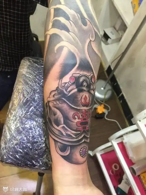 金蟾如意接小臂_纹身图案手稿图片_义乌鬼手纹身阿泉的纹身作品集