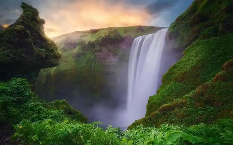 绝美的瀑布壮观美景,高清壁纸,风景图片-回车桌面