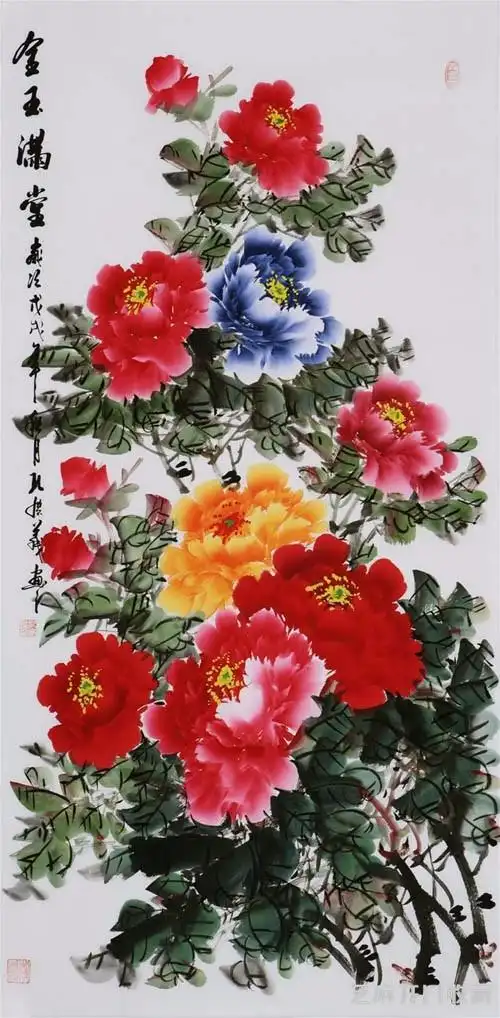 孔庆义四尺竖幅牡丹