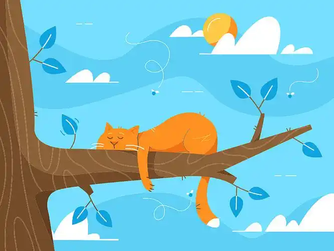 慵懒的猫咪(插画)