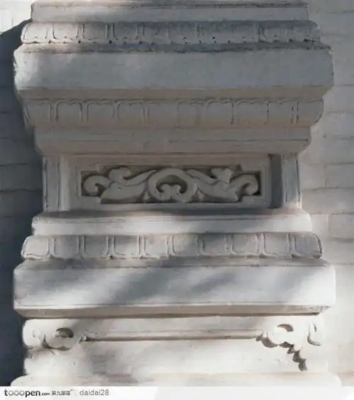 中华石雕柱纹-阳光下简洁的花朵花纹@北坤人素材