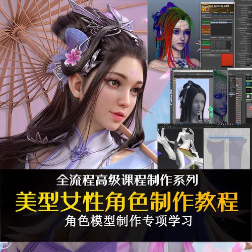 maya美型女性角色人体建模视频教程游戏制作教学3d人物cg设计自学