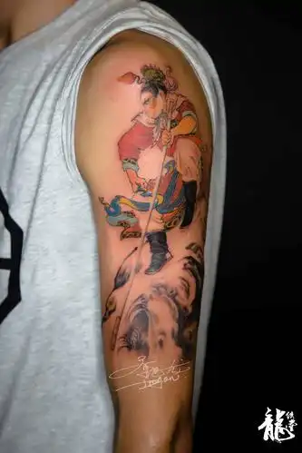 大臂小人书风格齐天大圣孙悟空彩色纹身