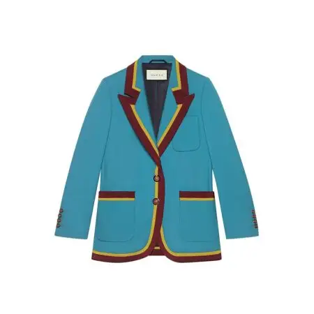 gucci 古驰 女士拼色条纹羊毛西装476953 zjw19 4059 it码 蓝色 42